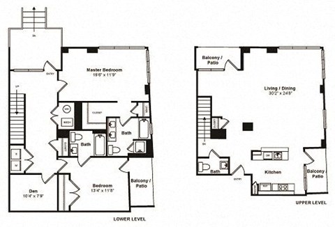 Floor plan for 2 beds, 2 baths, 1913 sqft